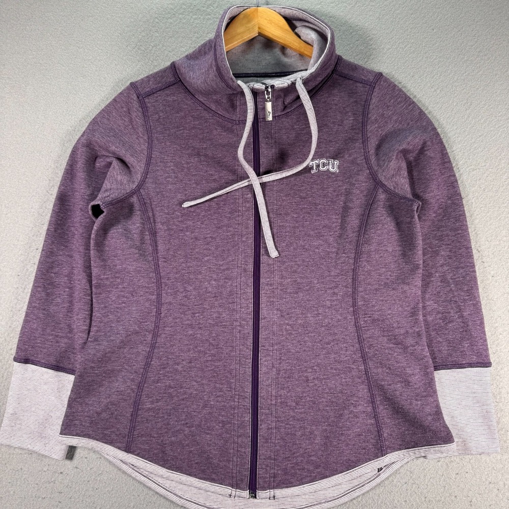 TCU Horned Frogs Sweatshirt Womens Medium‎ Purple Tommy Bahama Cowl Neck NCAA